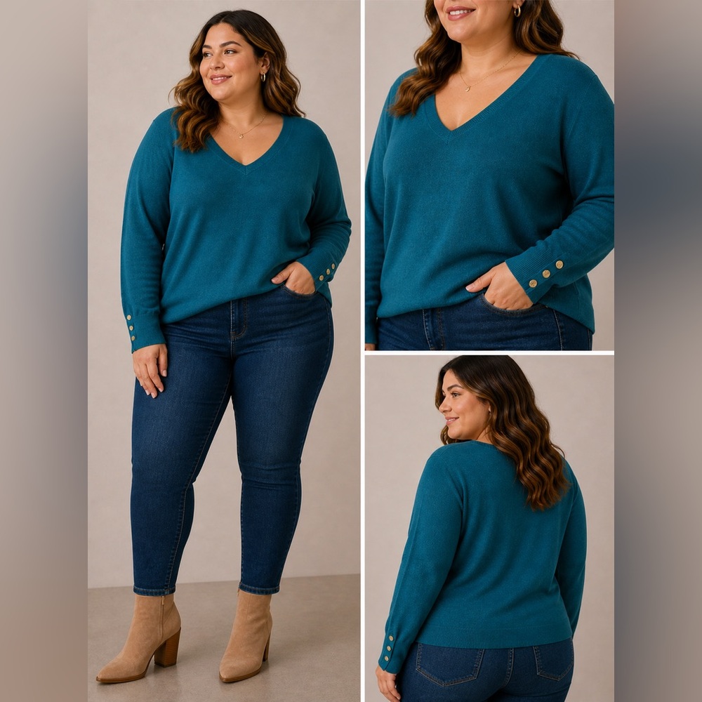 JM Collection Women’s Sweater sz 3X V-Neck Pullover NEW #G477